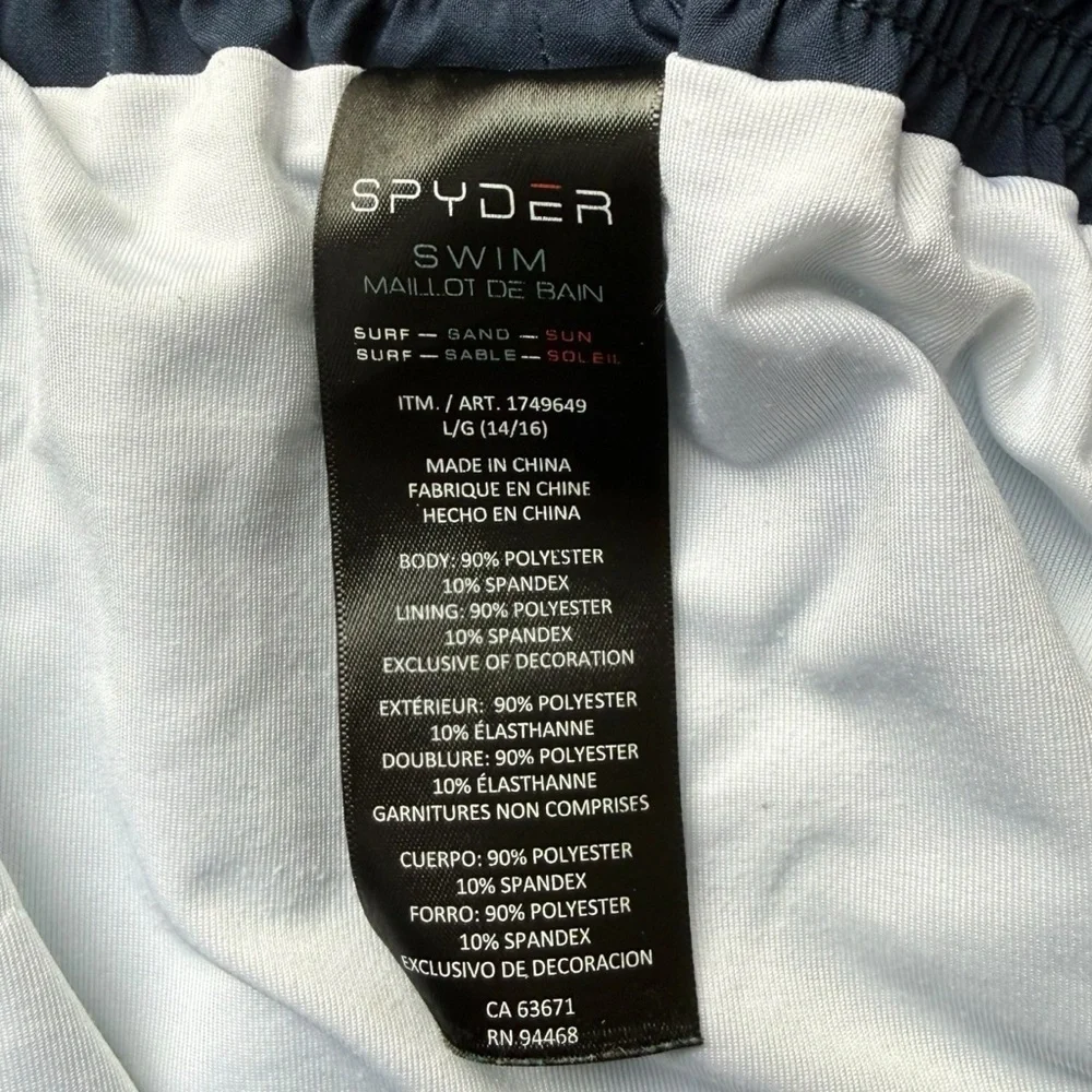Spyder Boys Striped Board Shorts Swim Trunks Large 14/16 Blue Multicolor Logo